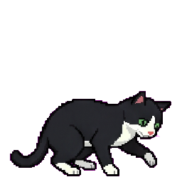 A pixel-art pet playing